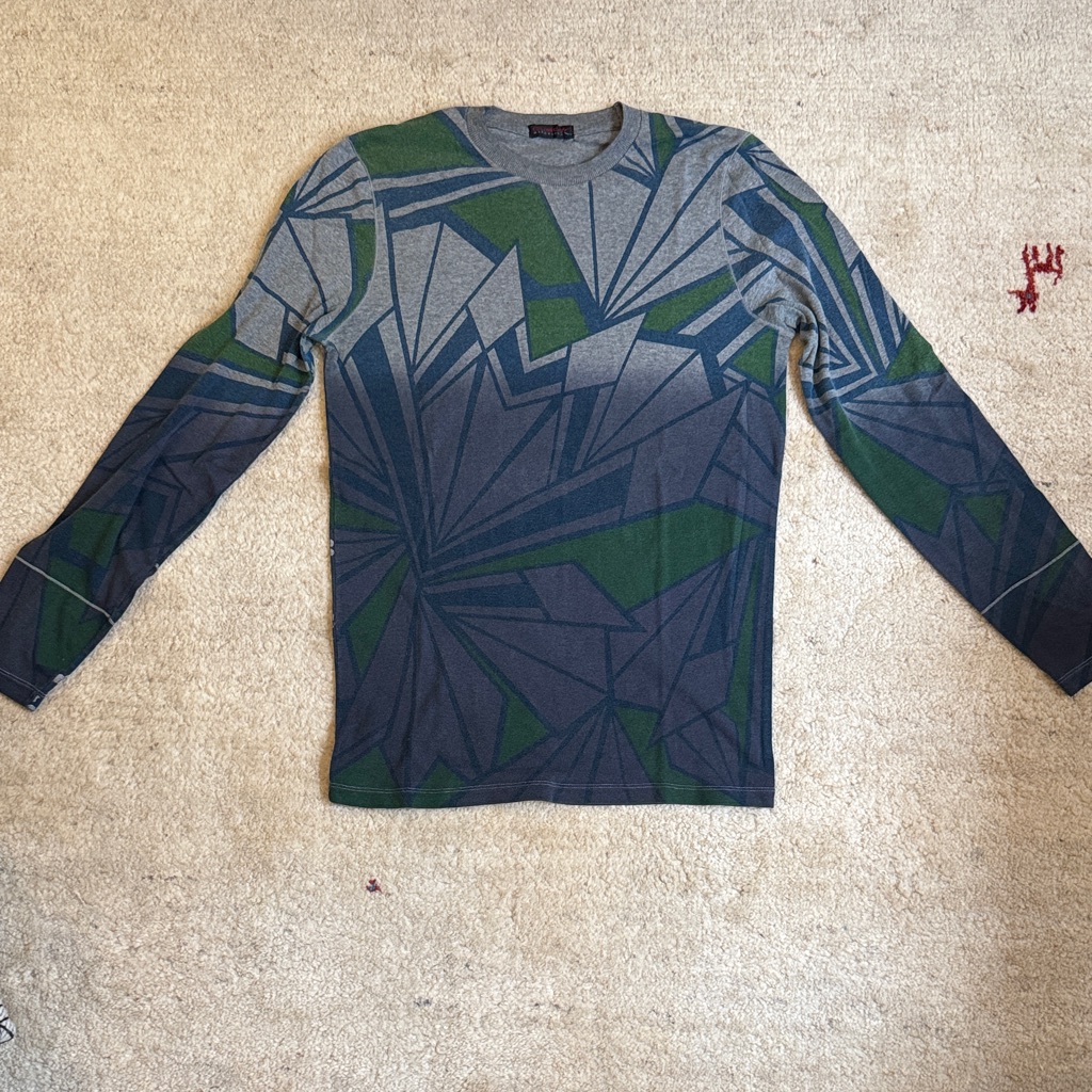 Custo Barcelona Green And Gray Long Sleeve Shirt